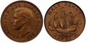 GREAT BRITAIN: George VI, 1936-1952, AE halfpenny, 1951, KM-868, S-4118, Matte Proof struck from sand-blasted dies, reported mintage of only 2 example...