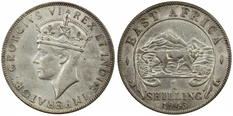 EAST AFRICA: George VI, 1936-1952, BI shilling, 1943-I, KM-28.3, Bombay Mint iss...