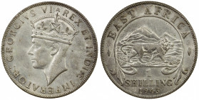 EAST AFRICA: George VI, 1936-1952, BI shilling, 1943-I, KM-28.3, Bombay Mint issue, two-year type, estimated mintage of 25-50 pieces, EF to About Unc,...