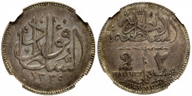 EGYPT: Fuad I, as sultan, 1917-1922, AR 2 piastres, 1920/AH1338-H, KM-325, deep surface toning, NGC graded MS62, R.
Estimate: $200-240