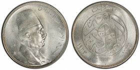 EGYPT: Fuad I, as King, 1922-1936, AR 10 piastres, 1923-H/AH1341, KM-337, a superb lustrous example! PCGS graded MS65, ex Joe Sedillot Collection.
Es...