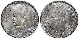 EGYPT: Farouk I, 1936-1952, AR 20 piastres, 1937/AH1356, KM-368, a superb lustrous example! PCGS graded MS65, ex King Farouk Collection, March 1954, w...