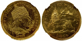 ETHIOPIA: Menelik II, 1889-1913, AV werk, EE1889 (=1897), KM-18, NGC graded MS64.
Estimate: $800-1000