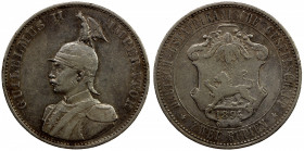 GERMAN EAST AFRICA: Wilhelm II, 1888-1918, AR 2 rupien, 1894, KM-5, a few minor marks, but quite nice for this notoriously beat-up type, hints of lust...