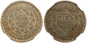 MOROCCO: Muhammad V, 1927-1962, 10 francs, AH1366-A, KM-PE7, ESSAI Piéfort, mintage of 104 pieces, NGC graded MS64, RR.
Estimate: $200-300