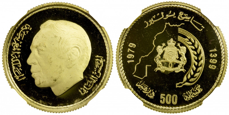 MOROCCO: Hassan II, 1962-1999, AV 500 dirhams, 1979//AH1399, Y-71, for the King'...