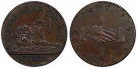 SIERRA LEONE: British Colony, AE cent, 1791, KM-1, Sierra Leone Company issue, struck at the Soho Mint, Birmingham, PCGS graded Proof 63 BN. This deno...