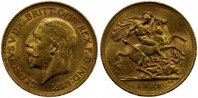 SOUTH AFRICA: George V, 1910-1936, AV sovereign, 1929-SA, KM-A22, 0.2355 AGW, About Unc.
Estimate: $425-525