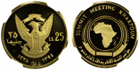 SUDAN: AV 25 pounds, 1978/AH1398, KM-78, Summit Meeting of the Organization of Africa Unity in Khartoum, superb quality, NGC graded PF69 Ultra Cameo....