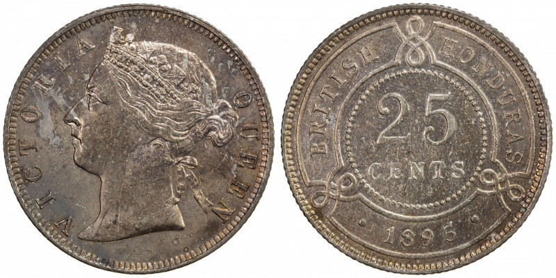 BRITISH HONDURAS: Victoria, 1837-1901, AR 25 cents, 1895, KM-9, lightly cleaned,...