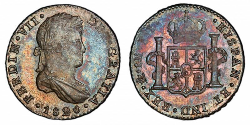 MEXICO: Fernando VII, 1808-1821, AR real, 1820-Mo, KM-83, Calico-618, assayer JJ...