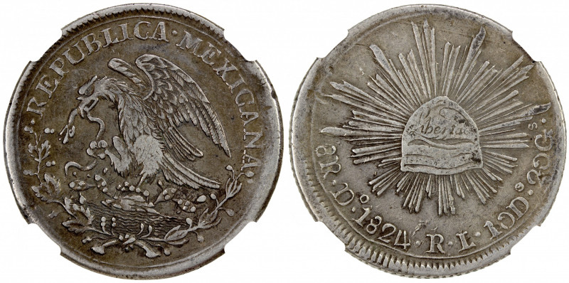 MEXICO: Republic, AR 8 reales, 1824-Do, KM-376.2, assayer RL, "Águila de perfil"...