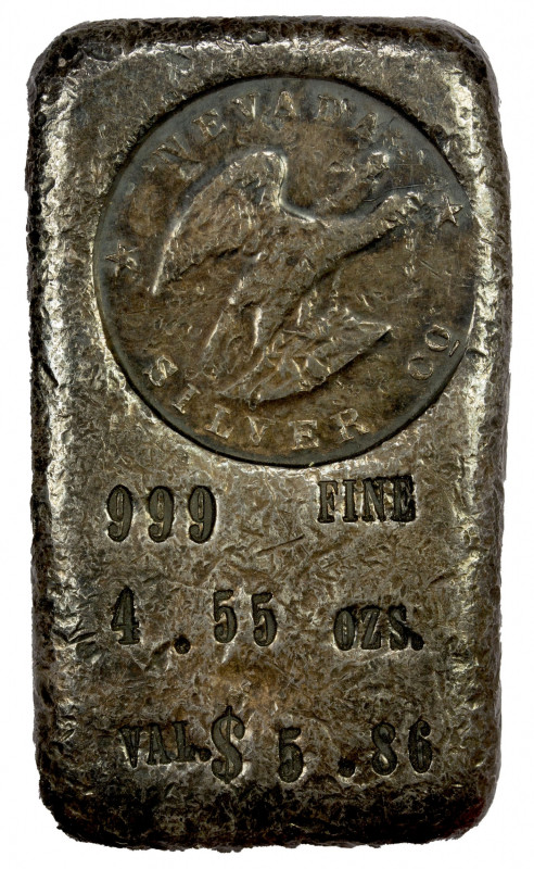 UNITED STATES: AR ingot (141.62g), Opitz p.223, VF, 30 x 52 x 8mm, issued by the...