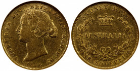 AUSTRALIA: Victoria, 1837-1901, AV sovereign, 1866, KM-4, Fr-10, AGW 0.2355 oz, NGC graded VF30.
Estimate: $450-550