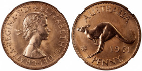 AUSTRALIA: Elizabeth II, 1952-, AE penny, 1961, KM-56, a fantastic red proof quality example! NGC graded Proof 66.
Estimate: $200-300