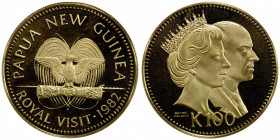 PAPUA NEW GUINEA: Elizabeth II, 1952-, AV 100 kina, 1982-FM, KM-22, Fr-9, AGW 0.2769, Royal Visit, mintage of only 484 pieces, Gem Proof, R.
Estimate...