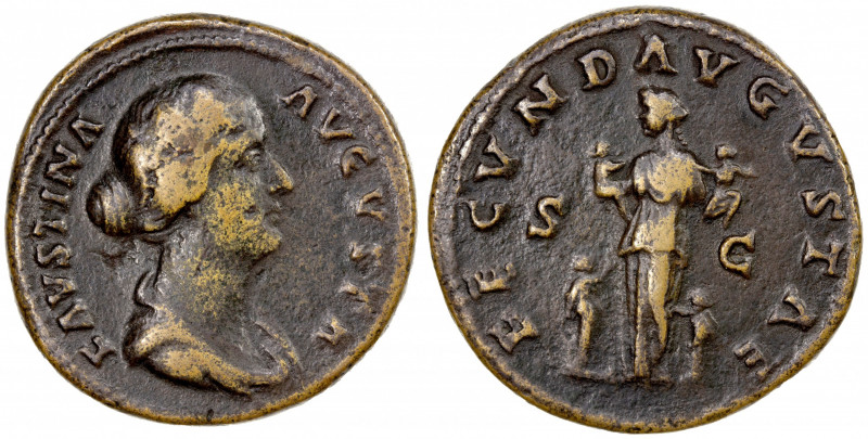 ROMAN EMPIRE: Faustina II, augusta, 161-175 AD, AE sestertius (29.43g), Rome, RI...