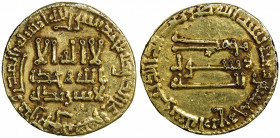 ABBASID: al-Mansur, 754-775, debased AV dinar (2.96g), NM, AH154, A-212, contemporary forgery or imitation, actual gold content undetermined, VF, R.
...