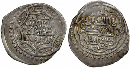 ILKHAN: Abu Sa'id, 1316-1335, AR 2 dirhams (3.15g), Simnan, AH730, A-2214, type G, very rare mint for the double dirham (less rare for the large 6 dir...