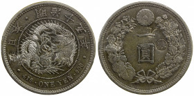 CHINESE CHOPMARKS: JAPAN: Meiji, 1868-1912, AR yen, year 15 (1882), Y-28a.4, JNDA-01-10C, with gin countermark right for Tokyo mint, several large Chi...