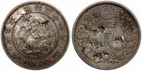 CHINESE CHOPMARKS: JAPAN: Meiji, 1867-1912, AR yen, year 26 (1893), Y-A25.3, 2 large merchant chopmarks on obverse and multiple chopmarks on reverse, ...