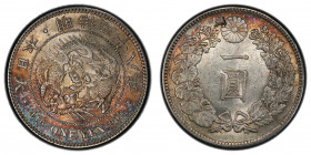 CHINESE CHOPMARKS: JAPAN: Meiji, 1867-1912, AR yen, year 38 (1905), Y-A25.3, JNDA 01-10A, with one large Chinese merchant chopmark on upper reverse, b...
