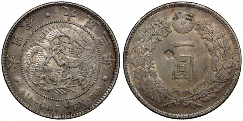 CHINESE CHOPMARKS: JAPAN: Taisho, 1912-1926, AR yen, year 3 (1914), Y-38, 2 merc...