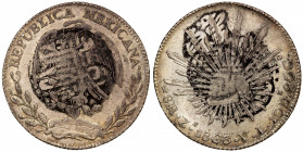 CHINESE CHOPMARKS: MEXICO: Republic, AR 8 reales, 1863-Zs, KM-377.13, assayer VL. with Chinese ink countermark on both sides, traces of original luste...