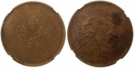 CHINA: Republic, AE 20 cash, Kalgan (Zhangjiakou) mint, year 13 (1924), Y-312, light corrosion, NGC graded EF details.
Estimate: $75-100