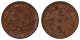 SZECHUAN: Kuang Hsu, 1875-1908, AE 10 cash, ND (1903-05), Y-229.2, CL-SC.33, an attractive nearly mint state example, PCGS graded AU58.
Estimate: $75...