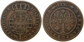 ANGOLA: Jose I, 1750-1777, AE macuta, 1770, KM-12, Cr-7, Fine.
Estimate: $125-175