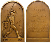 BELGIAN CONGO: Leopold III, 1934-1950, AE plaque (138.7g), 1937, Vancraenbroeck-52, Müseler-5.2/1, 84x48mm bronze plaque for the Société des Mines d'O...