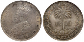 BRITISH WEST AFRICA: George V, 1910-1936, AR 2 shillings, 1913, KM-13, a wonderful lightly toned example! PCGS graded MS64.
Estimate: $100-150