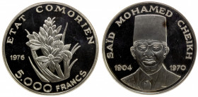 COMOROS: Federal Islamic Republic, AR 5000 francs, 1970, KM-10, Said Mohamed Cheikh, NGC graded MS66 Ultra Cameo.
Estimate: $100-150