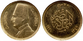 EGYPT: Fuad, as King, 1922-1936, AV 20 qirsh, 1930/AH1349, KM-351, NGC graded MS63.
Estimate: $100-130