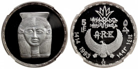 EGYPT: Arab Republic, AR 5 pounds, 1993/AH1414, KM-744, Ancient Egypt Civilization Commemorative Series: Amulet of Hathor, NGC graded Proof 69 Ultra C...