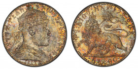 ETHIOPIA: Menelik II, 1889-1913, AR birr, EE1895 (1903), KM-19, cleaned and nicely retoned, PCGS graded Unc details.
Estimate: $100-150