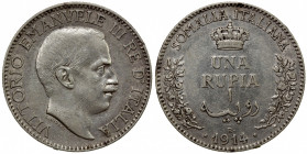 ITALIAN SOMALILAND: Vittorio Emanuele III, 1900-1941, AR rupia, 1914-R, KM-6, some luster, VF to EF.
Estimate: $150-200
