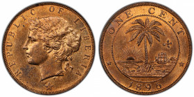 LIBERIA: Republic, AE cent, 1896-H, KM-5, a wonderful mostly red lustrous example! PCGS graded MS64 RB.
Estimate: $100-200
