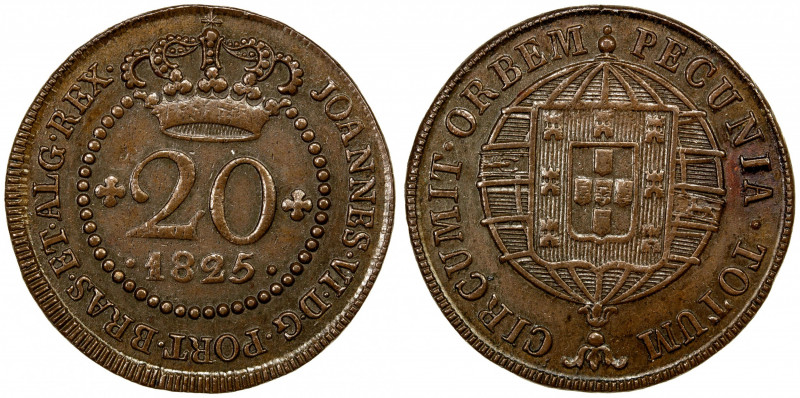 ST. THOMAS & PRINCE: Joao, as King, 1816-1826, AE 20 reis, 1826, KM-D1, Lisbon M...