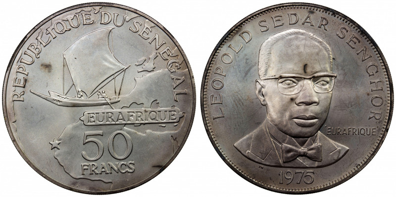 SÉNÉGAL: Republic, AR 50 francs, 1975, KM-5, 25th Anniversary of Eurafrique Prog...