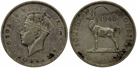 SOUTHERN RHODESIA: George VI, 1936-1952, AR 2 shillings, 1946, KM-19a, some oxidation and scratches, key date for the two-year type, VF.
Estimate: $1...