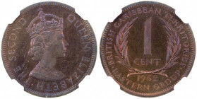 BRITISH CARRIBEAN TERRIRORIES: 1 cent 1962, KM-2, VIP Proof of Record issue, NGC graded PF64 RB, R.
Estimate: $120-160