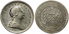 BRITISH GUIANA: ESSEQUIBO & DEMERARY: George III, 1760-1820, AR ¼ guilder, 1809, KM-4, light hairlines, one-year type, EF to About Unc.
Estimate: $10...