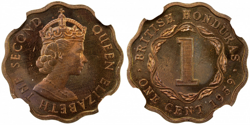 BRITISH HONDURAS: Elizabeth II, 1952-1973, 1 cent, 1959, KM-30, VIP Proof of Rec...