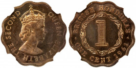 BRITISH HONDURAS: Elizabeth II, 1952-1973, 1 cent, 1961, KM-30, VIP Proof of Record issue, NGC graded PF65 RB, R.
Estimate: $90-120