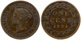 CANADA: Victoria, 1837-1901, AE cent, 1884, KM-7, obverse 1 variety, VF, R, ex Don Erickson Collection. Rare variety with round chin.
Estimate: $75-1...