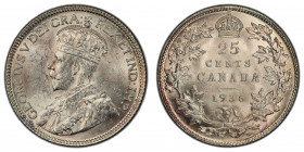 CANADA: George V, 1910-1936, AR 25 cents, 1936, KM-24.1, a lovely mint state example! PCGS graded MS63.
Estimate: $125-175