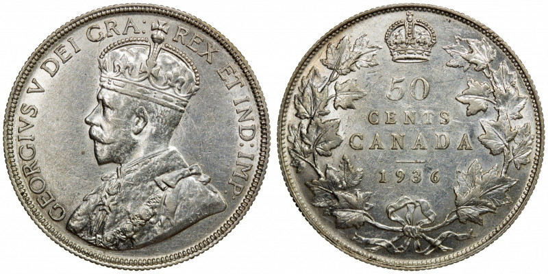 CANADA: George V, 1910-1936, AR 50 cents, 1936, KM-25a, a few light obverse scra...