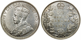 CANADA: George V, 1910-1936, AR 50 cents, 1936, KM-25a, a few light obverse scratches, very lustrous, Choice EF.
Estimate: $125-175